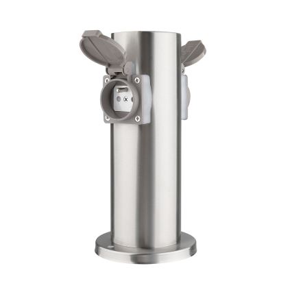 Уличная розеточная колонна 2Z 230V IP44 матовый хром круглый