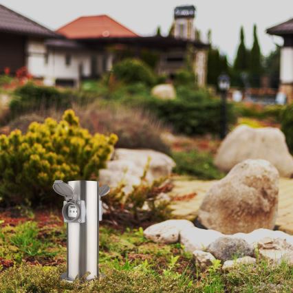 Зовнішній розподільчий стовпчик 2Р 230В IP44 матовий хром круглий