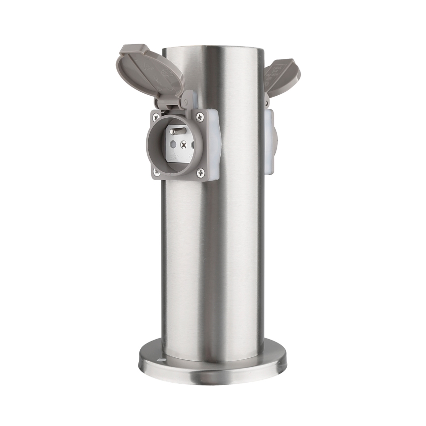 Зовнішній розподільчий стовпчик 2Р 230В IP44 матовий хром круглий