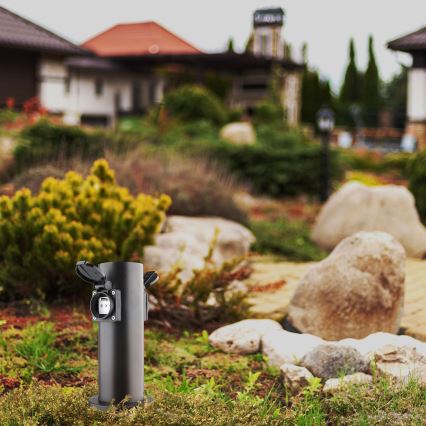 Зовнішній розетковий стовпчик 2Р 230В IP44 чорний круглий