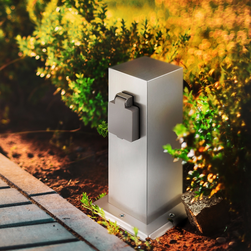 Уличная розеточная колонна 2Z 230V IP44 матовый хром угловой