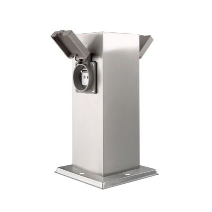 Уличная розеточная колонна 2Z 230V IP44 матовый хром угловой