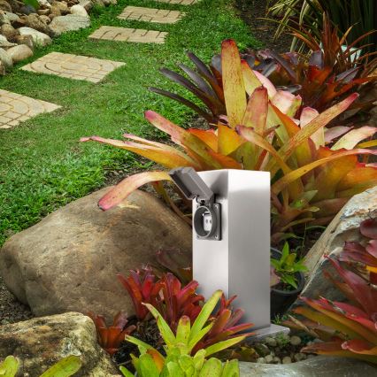 Зовнішній розподільчий стовпчик з розетками 2Z 230В IP44 матовий хром квадратний