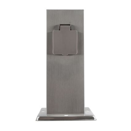 Зовнішній розподільчий стовпчик з розетками 2Z 230В IP44 матовий хром квадратний