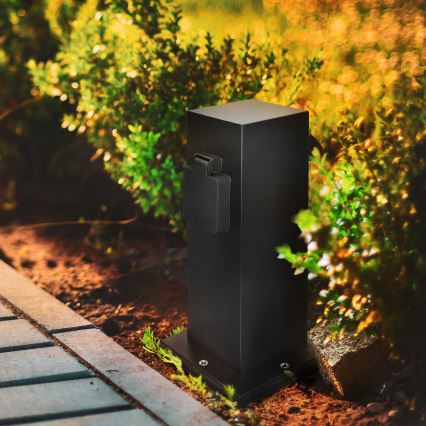 Зовнішній розподільчий стовпчик 2Р 230В IP44 чорний квадратний