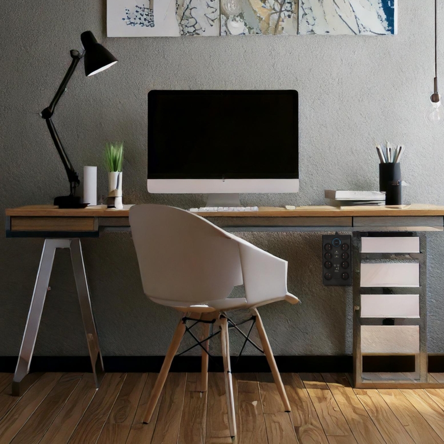 Удлинитель с выключателем и защитой от перенапряжения, 8 розеток, тип E + 1× USB-A + 1× USB-C, 2 м, чёрный