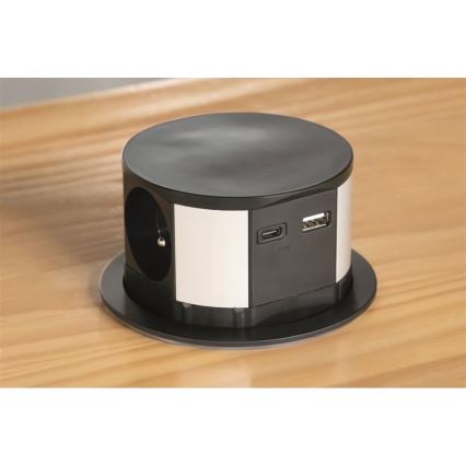Solight PP100USBC-B - Розеточный блок для столешницы 3x230V + 2xUSB черный