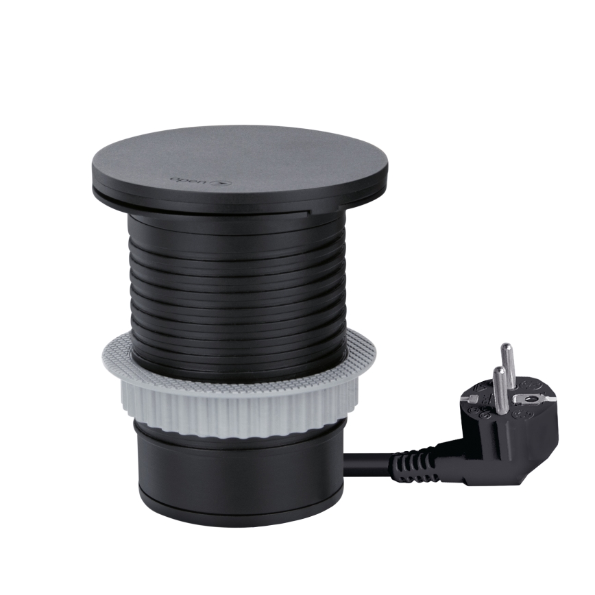 Вбудована розетка з бездротовою зарядкою 10 Вт, 1 розетка + USB A+C, чорна