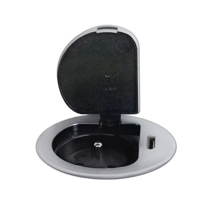 Розеточная колонна для столешницы 1x230V + USB-C Power Delivery серебристый/черный