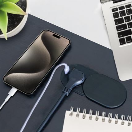 Встраиваемая розетка со сдвижной крышкой 20 Вт 1x розетка + USB A+C черная