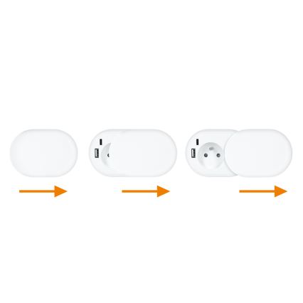 Встраиваемая розетка 20W 1Z + USB A+C белая