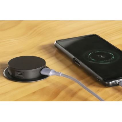 Розеточный блок для столешницы 3x230V + 2xUSB черный