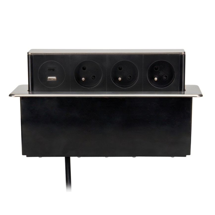 Розетковий стовпчик для стільниці 3x230V + USB-A + USB-C