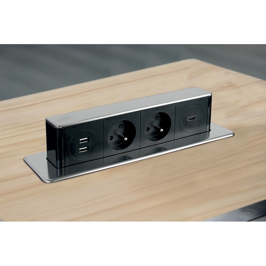 Розеточный блок в столешницу 2x230V + 2xUSB + HDMI
