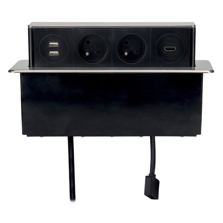 Розеточный блок в столешницу 2x230V + 2xUSB + HDMI