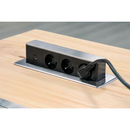 Розеточная колонна для столешницы 3x230V + USB-A + USB-C