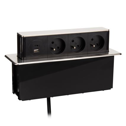 Розеточная колонна для столешницы 3x230V + USB-A + USB-C