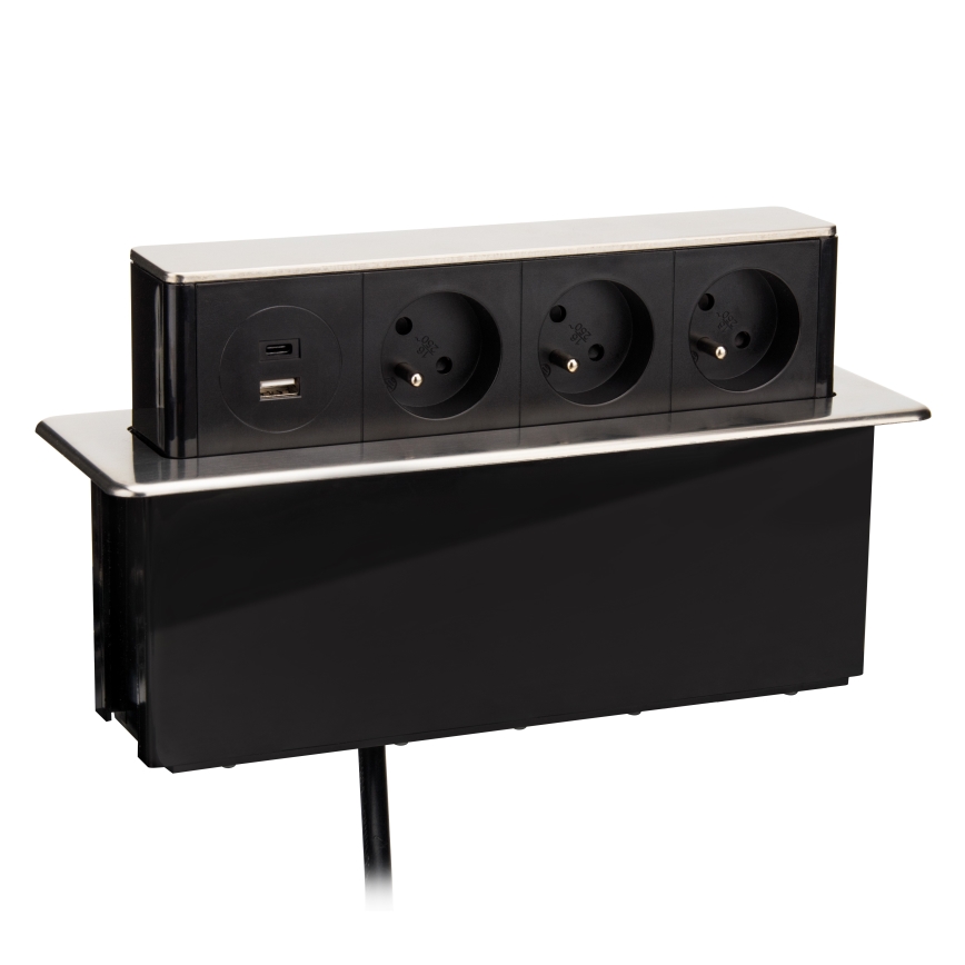 Розеточная колонна для столешницы 3x230V + USB-A + USB-C