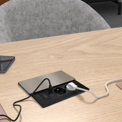 Встраиваемая розетка 20 Вт, 2 розетки + USB-A + USB-C + HDMI