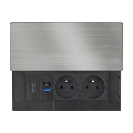 Встраиваемая розетка 20 Вт, 2 розетки + USB-A + USB-C + HDMI