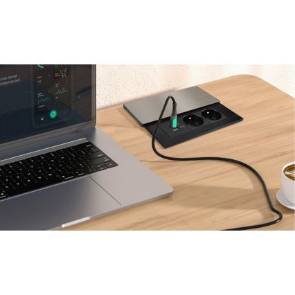 Встраиваемая розетка 65 Вт — 2 розетки + USB-A + USB-C