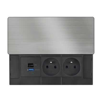 Встраиваемая розетка 65 Вт — 2 розетки + USB-A + USB-C