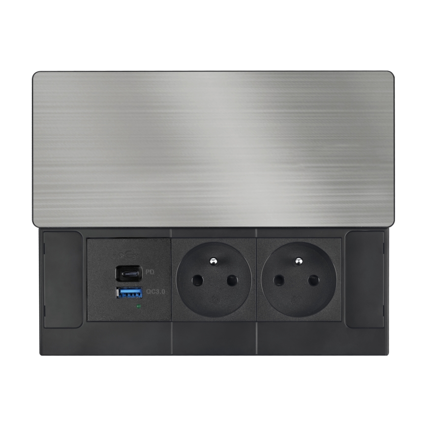 Встраиваемая розетка 65 Вт — 2 розетки + USB-A + USB-C