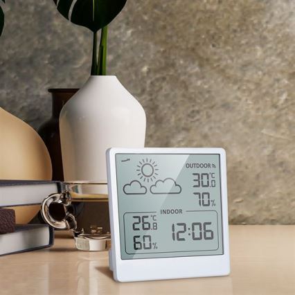 Цифровий термометр 5V/2xAAA + 2xAAA білий