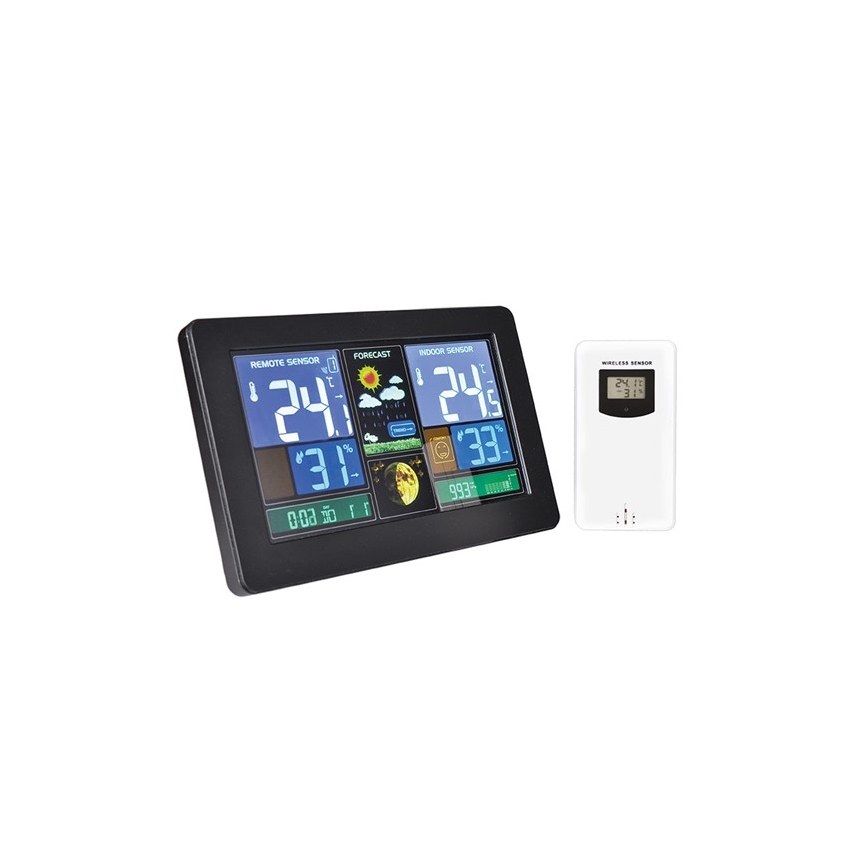 Метеостанція з РК-дисплеєм USB зарядка чорна