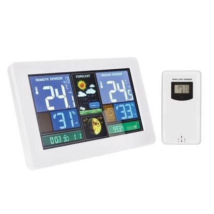Метеостанція з РК-дисплеєм USB зарядка 2xAAA/5V + 2xAAA білий