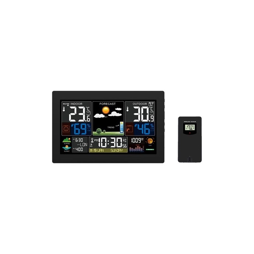 Метеостанція з кольоровим РК-дисплеєм 230V/2xAA + 2xAA