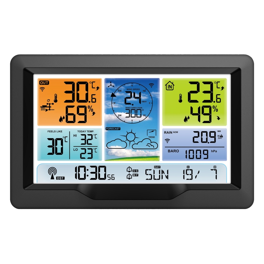 Професійна метеостанція з кольоровим LCD-дисплеєм та будильником 5В/2xAA + 3xAA