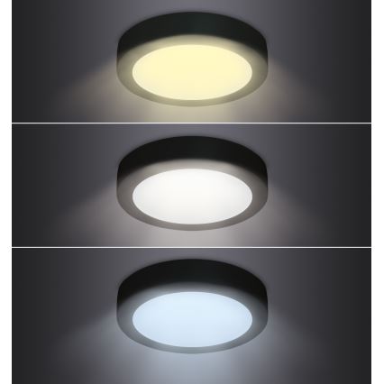 Світлодіодний стельвий світильник LED/24W/230V 3000/4000/6000K чорний круглий