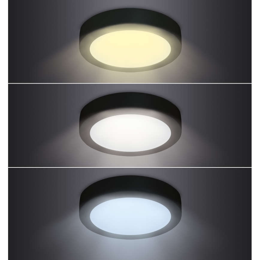 Світлодіодний стельвий світильник LED/24W/230V 3000/4000/6000K чорний круглий