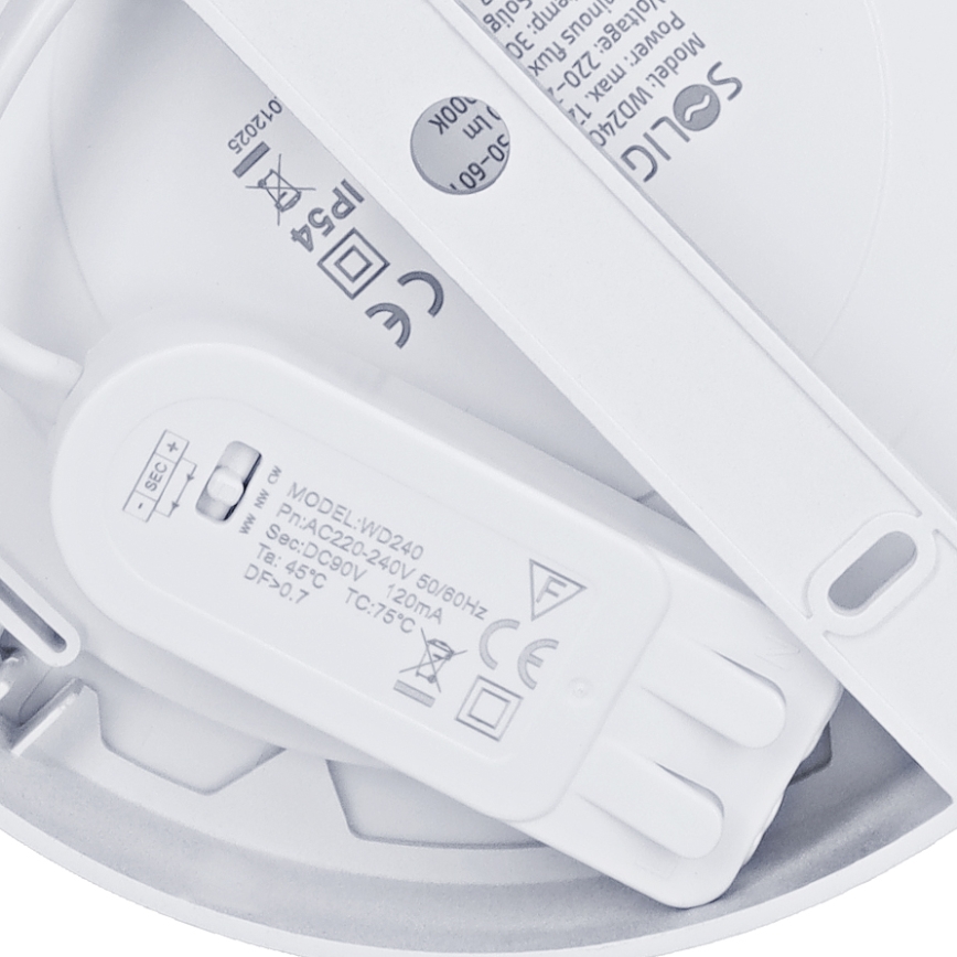 LED накладна/вбудована панель 2 в 1 LED/12W/230V 3000/4000/6000K діаметр 17 см IP54 срібляста