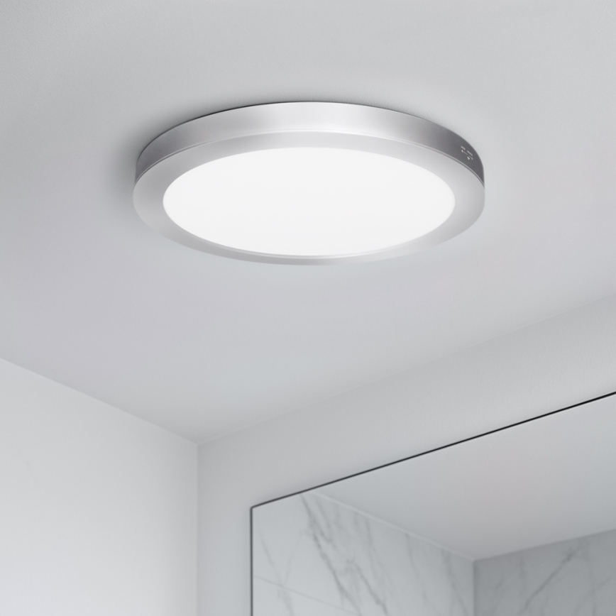 LED накладна/вбудована панель 2-в-1 18 Вт/230 В 3000/4000/6000 К діам. 22,5 см IP54 срібляста