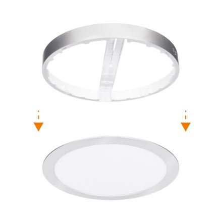 LED накладна/вбудована панель 2-в-1 18 Вт/230 В 3000/4000/6000 К діам. 22,5 см IP54 срібляста