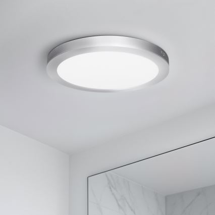 Универсальная LED-панель 2 в 1 (накладная/встраиваемая), 18 Вт, 230 В, 3000/4000/6000 К, диаметр 22,5 см, IP54, серебристая