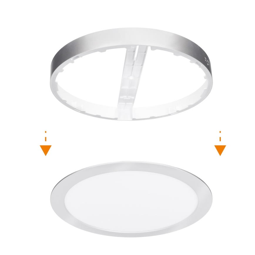 Универсальная LED-панель 2 в 1 (накладная/встраиваемая), 18 Вт, 230 В, 3000/4000/6000 К, диаметр 22,5 см, IP54, серебристая