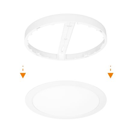 LED панель 2-в-1, накладна/вбудована, 18 Вт/230 В, 3000/4000/6000 К, діаметр 22,5 см, IP54, біла
