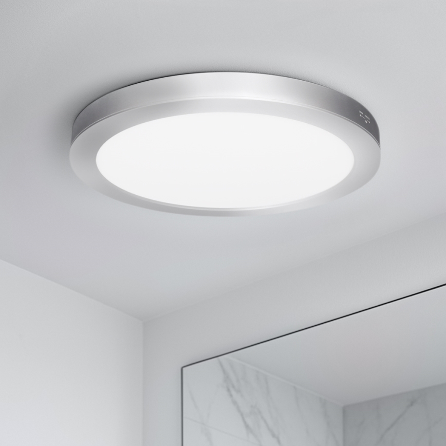 LED панель 2 в 1 (накладна/вбудована) 24W/230V 3000/4000/6000K діам. 30 см IP54 срібна