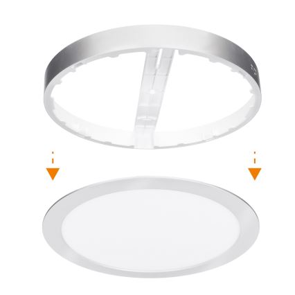 LED панель 2 в 1 (накладна/вбудована) 24W/230V 3000/4000/6000K діам. 30 см IP54 срібна