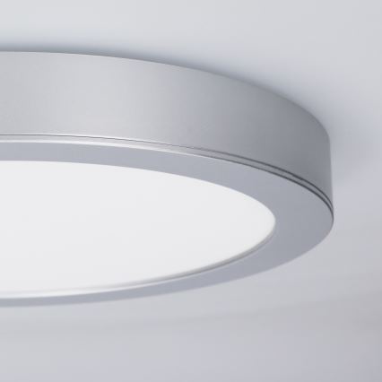 LED панель 2 в 1 (накладна/вбудована) 24W/230V 3000/4000/6000K діам. 30 см IP54 срібна