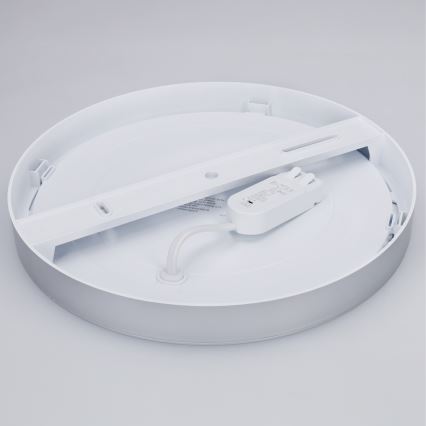 LED панель 2 в 1 (накладна/вбудована) 24W/230V 3000/4000/6000K діам. 30 см IP54 срібна