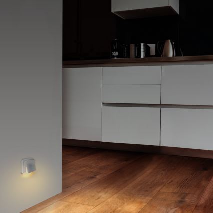 Светодиодный навигационный светильник в розетку с датчиком освещенности LED/0,5W/230V 3000K