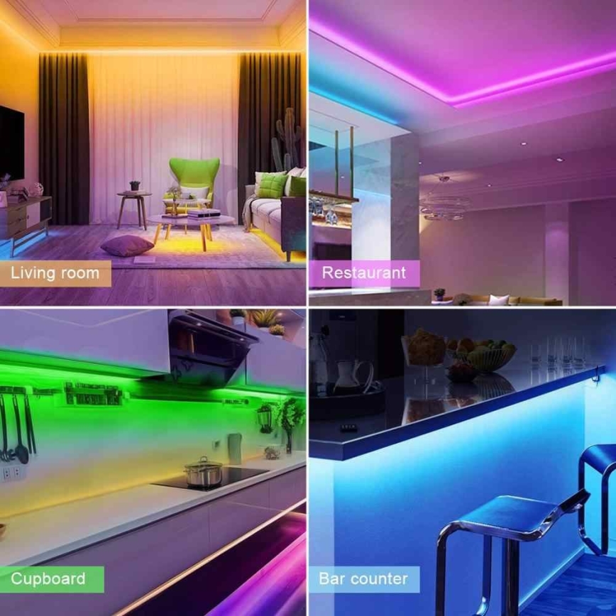 Світлодіодна RGB стрічка з регулюванням яскравості LED/20W/230V 5м IP65 Tuya + ДК