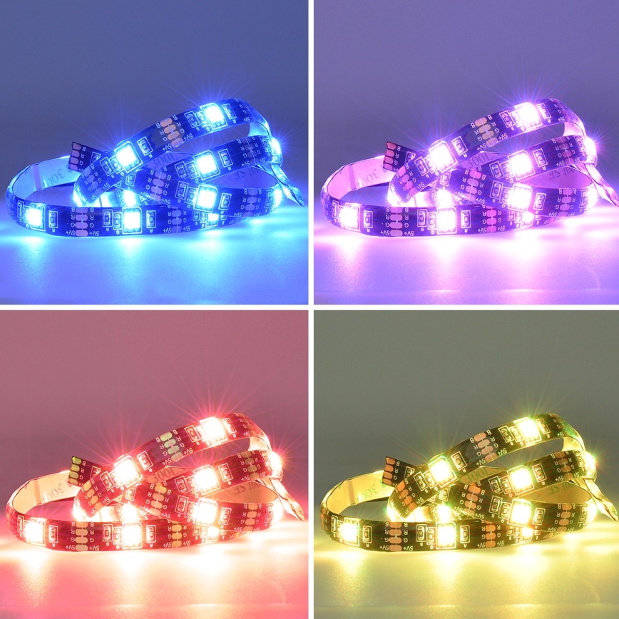 Світлодіодна RGB стрічка з регулюванням яскравості для телевізора LED/6W/5V Wi-Fi Tuya + пульт дистанційного керування 0,5 м