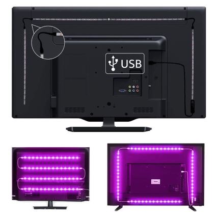 Светодиодная RGB-лента для ТВ с регулированием яркости LED/6W/5V Wi-Fi Tuya + дистанционное управление 0,5 м