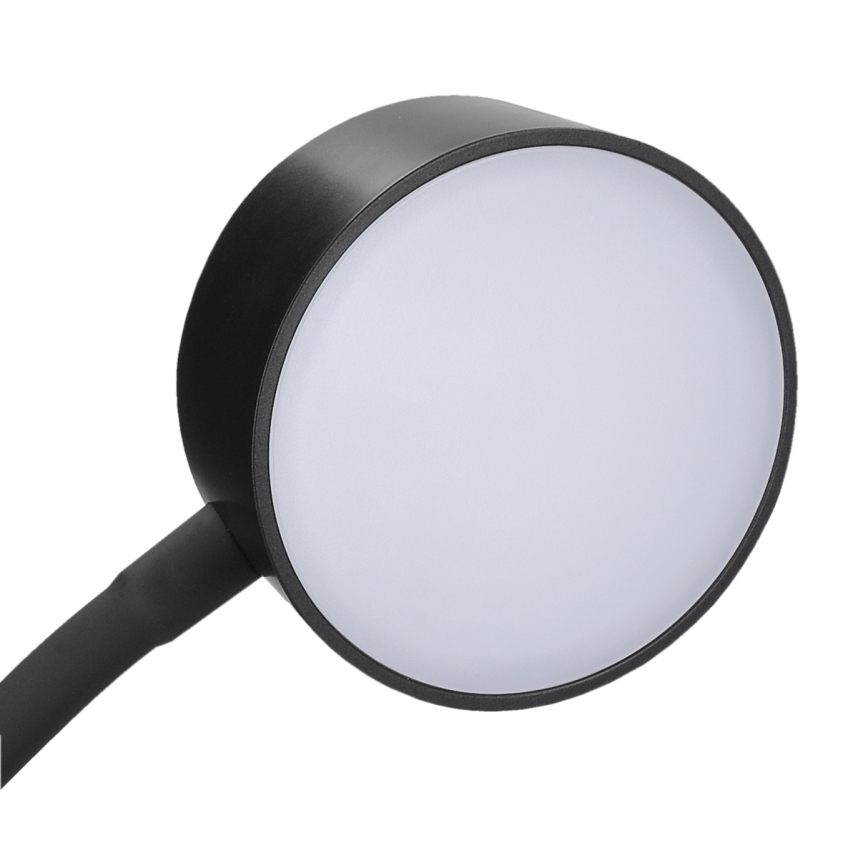 Світлодіодна регульована гнучка настільна лампа з кліпсою, акумуляторна LED/2W/1800 mAh 3000/4000/6500K чорна