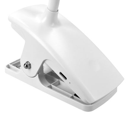 Світлодіодна регульована гнучка настільна лампа з кліпсою, акумуляторна LED/2W/1800 mAh 3000/4000/6500K біла